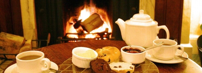 fireside Afternoon tea at Pen-y-Dyffryn
